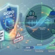 Infographie sur la conformité RGPD de la transcription de réunion par IA en 2026. L'image illustre les enjeux clés : hébergement des données en Europe face au Cloud Act américain, durée de conservation et base légale. Généré par Gemini. Mots-clés : rgpd transcription ia données.