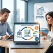 Illustration sur la revente de licences logicielles d'occasion en entreprise (généré par IA)