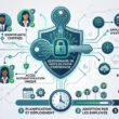 Infographie en français illustrant la gestion et le déploiement d'un gestionnaire de mots de passe en entreprise, du stockage des identifiants à l'adoption par les collaborateurs (généré par Gemini)